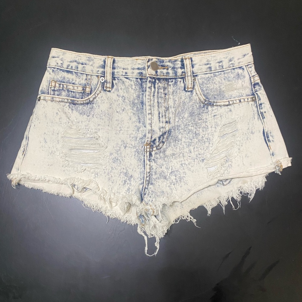Light washed distressed jean shorts